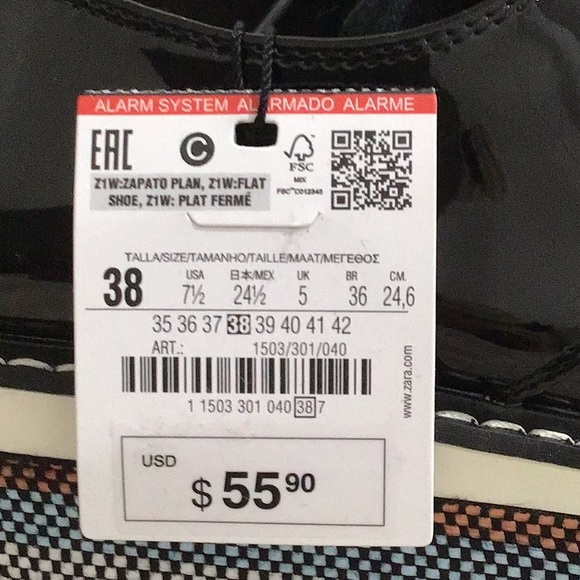 🆕 ZARA Tweed Heel Patent Oxford Platform Shoes Lace up - Picture 9 of 9